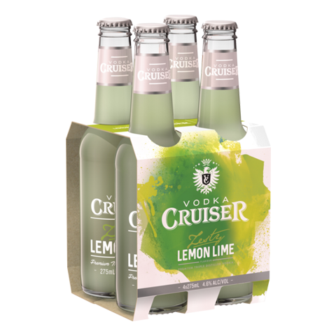 CRUISER-ZESTY-LEMON-LIME-275ML-BTL-4.6%-PACK-OF-4